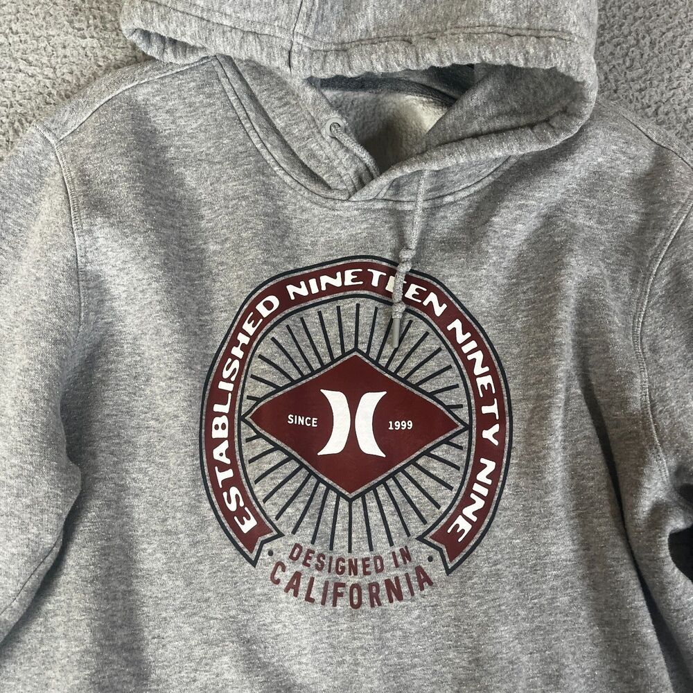 HURLEY Sweatshirt Mens M Gray Hoodie‎ Heavyweight Sweater Surf Skate Streetwear